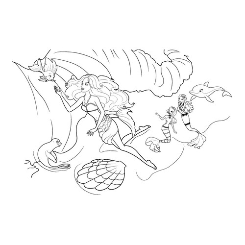 Barbie and the Magic Shell Coloring Page free printable Barbie Mermaid Coloring Pages coloring page