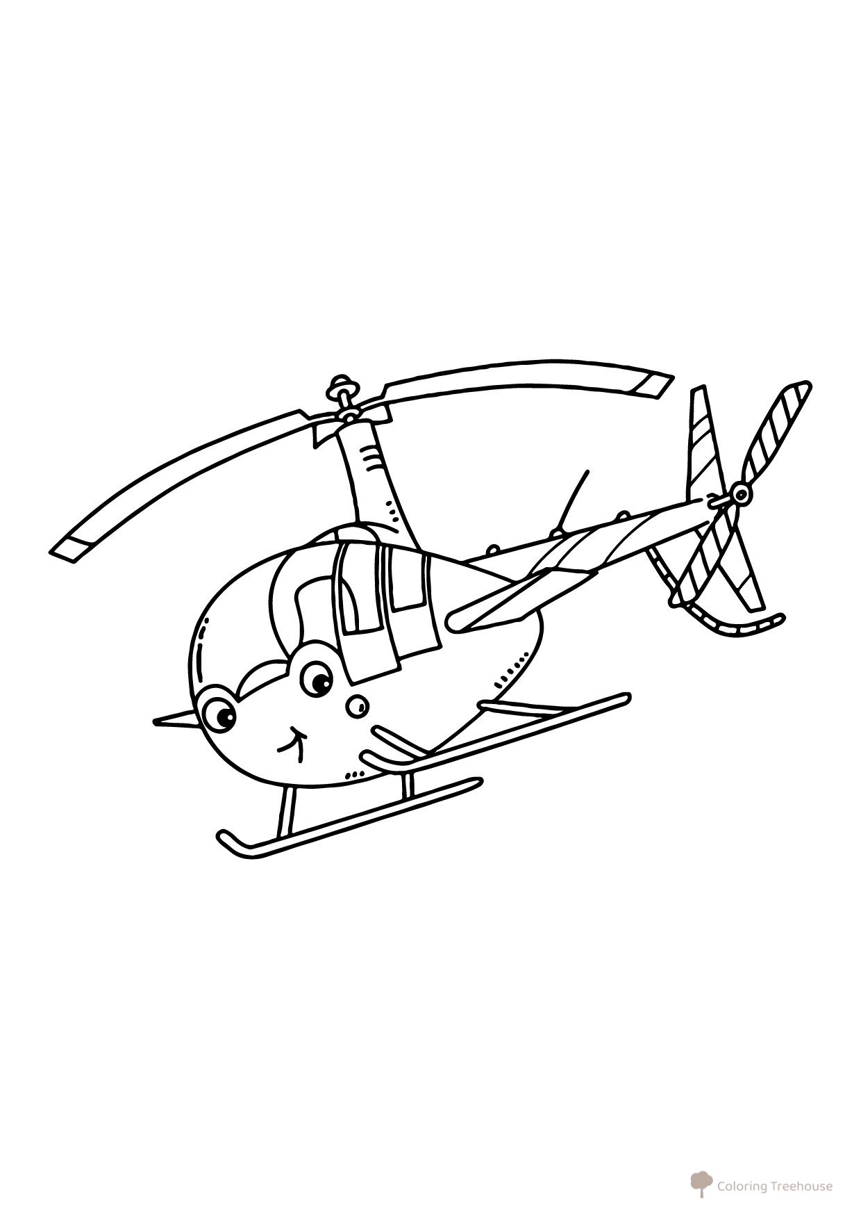 Cheerful Helicopter Coloring Page free printable Helicopter Coloring Pages coloring page