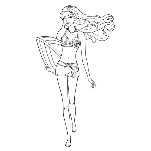 Barbie Coloring Page with Board free printable Barbie Mermaid Coloring Pages coloring page