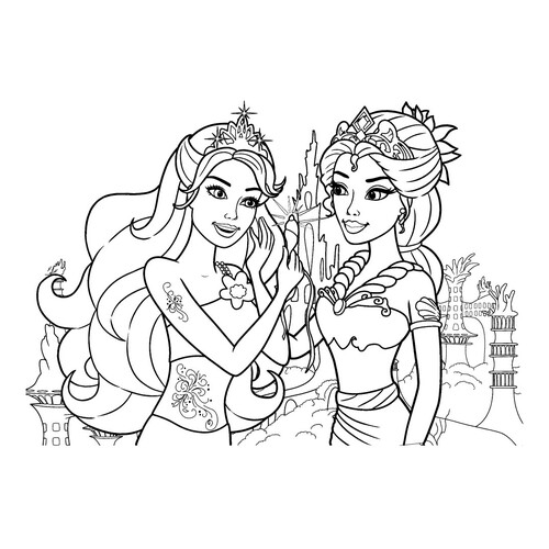 Barbie Coloring Page with Mom free printable Barbie Mermaid Coloring Pages coloring page