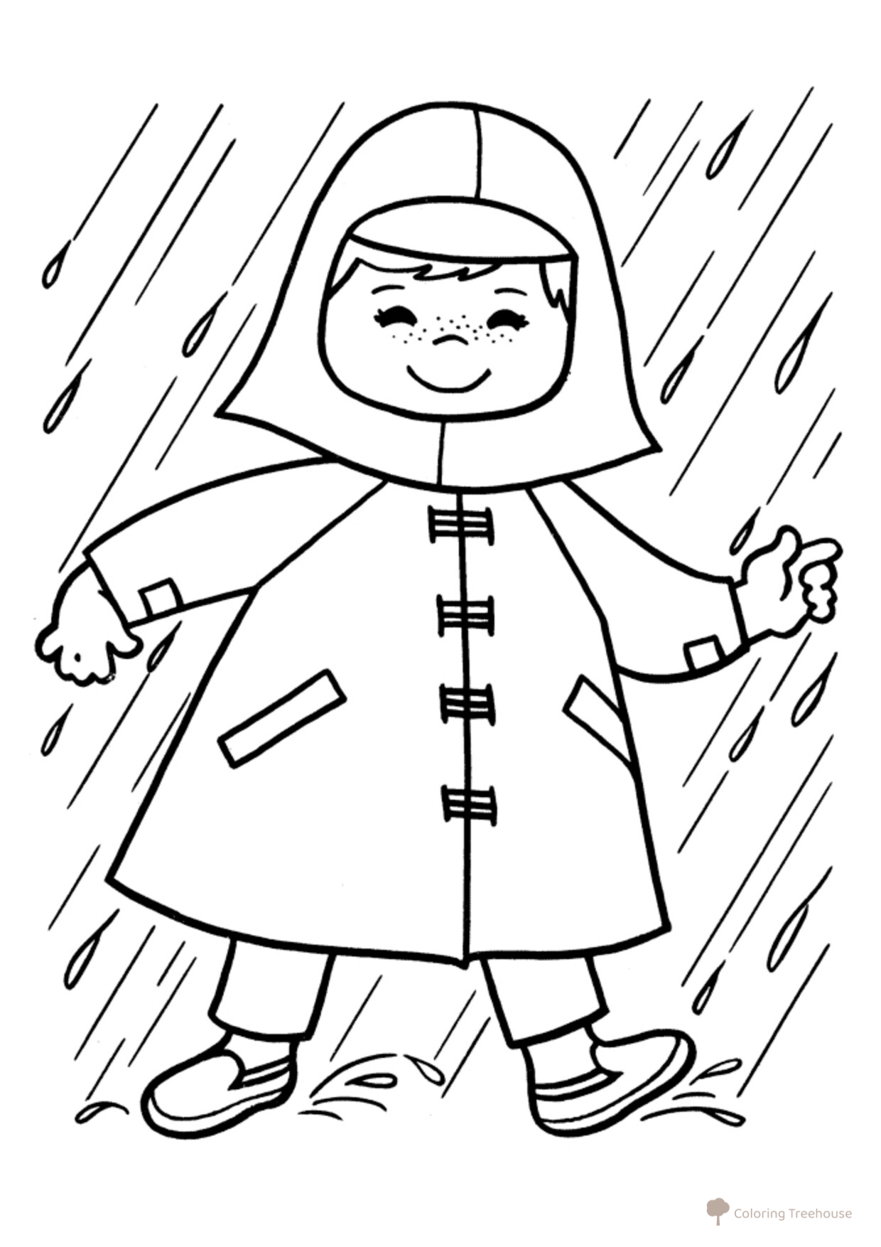 Baby in the Rain Coloring Page free printable Spring Coloring Pages coloring page
