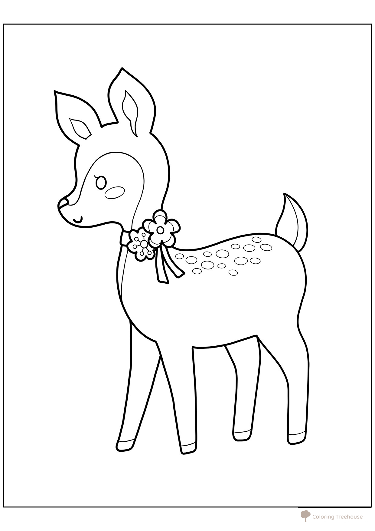 Fawn with Flowers Coloring Page free printable Spring Coloring Pages coloring page