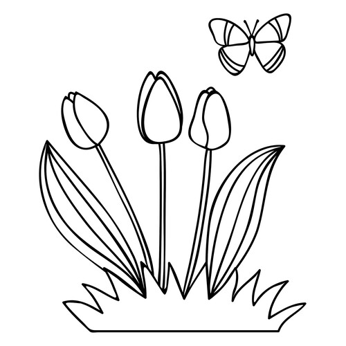 Tulips for Spring Card Coloring Page free printable Spring Coloring Pages coloring page