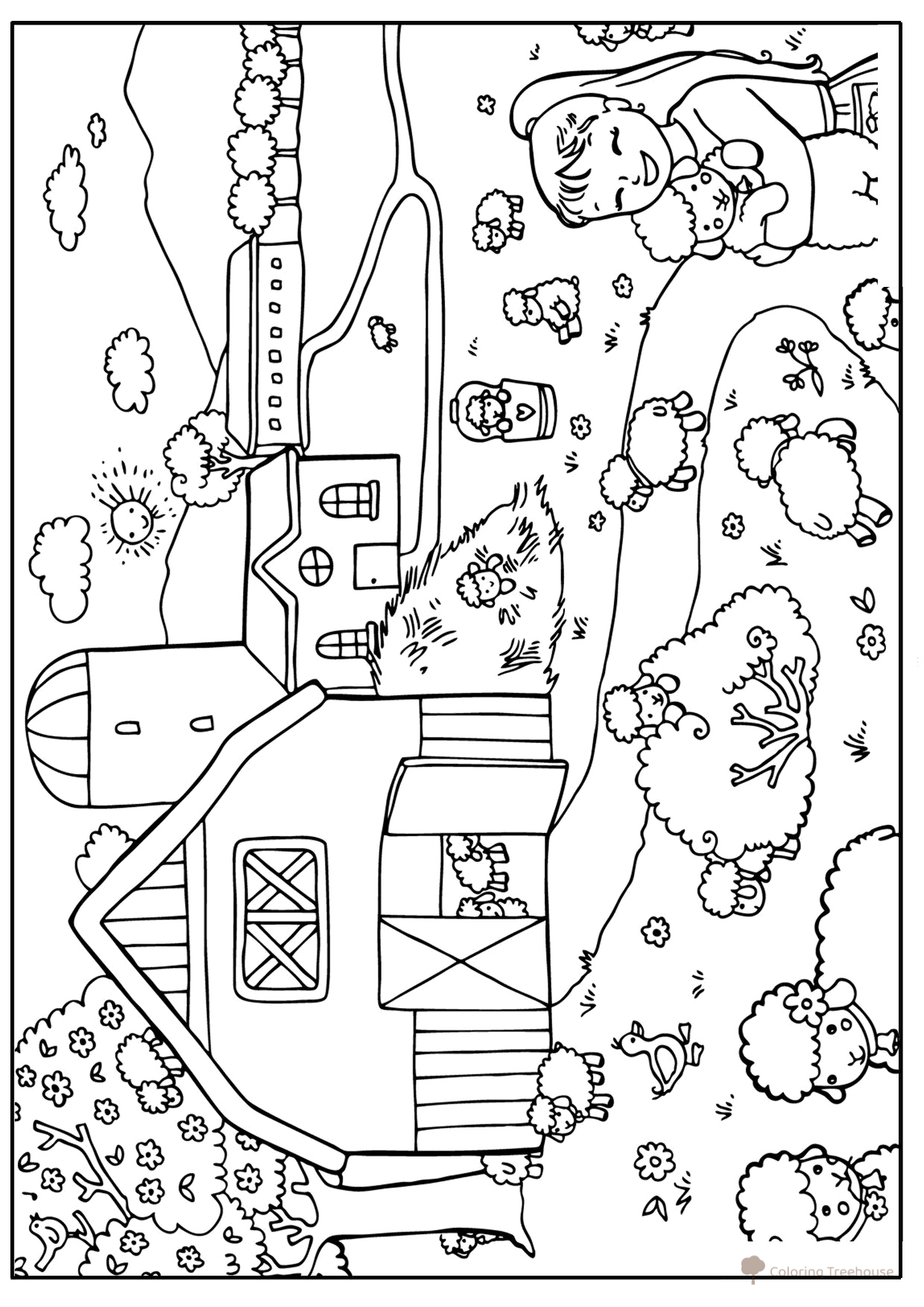 Página para colorear: En el pueblo en primavera dibujo para colorear gratis de Páginas para colorear: primavera