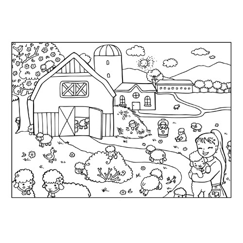 Village in Spring Coloring Page free printable Spring Coloring Pages coloring page