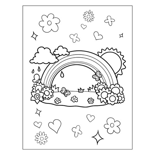 Spring Sun and Rainbow Coloring Page free printable Spring Coloring Pages coloring page