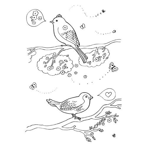 Spring Birds Coloring Page free printable Spring Coloring Pages coloring page