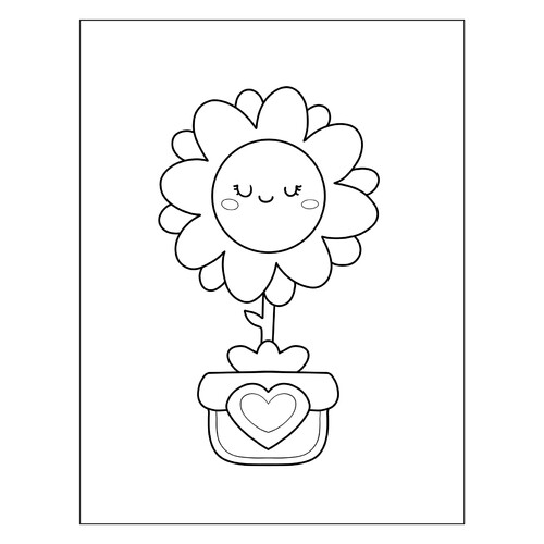 Smiling Spring Flower Coloring Page free printable Spring Coloring Pages coloring page