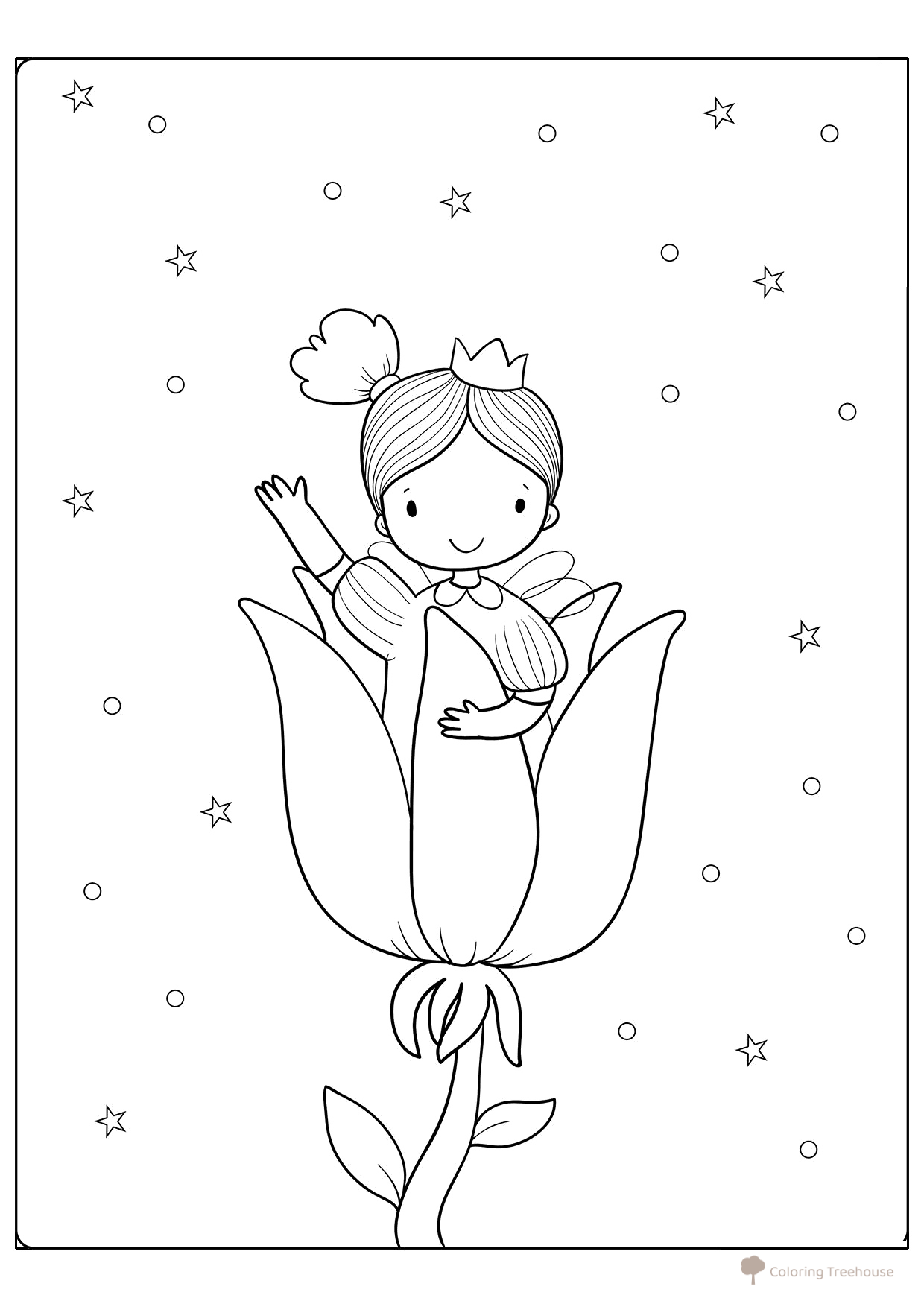 Página para colorear «Hada floral de primavera» dibujo para colorear gratis de Páginas para colorear: primavera