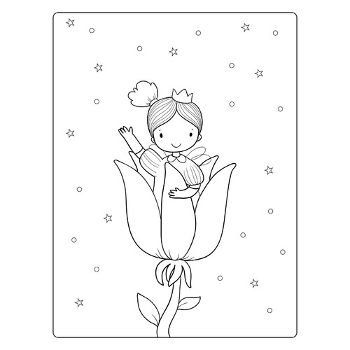 Spring Flower Fairy Coloring Page free printable Spring Coloring Pages coloring page