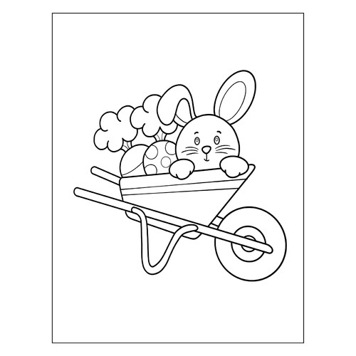 Bunny in a Cart Coloring Page free printable Spring Coloring Pages coloring page