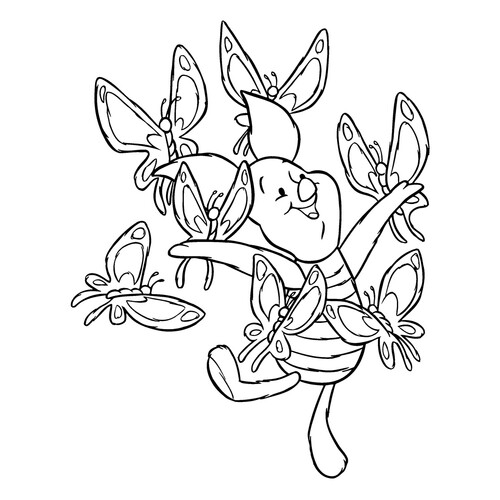 Página para colorear: Mariposas y P'yatachok dibujo para colorear gratis de Páginas para colorear de Winnie the Pooh y sus amigos