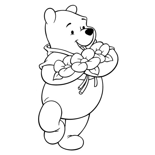 Dibujo para colorear: Ramo de flores de Winnie the Pooh dibujo para colorear gratis de Páginas para colorear de Winnie the Pooh y sus amigos