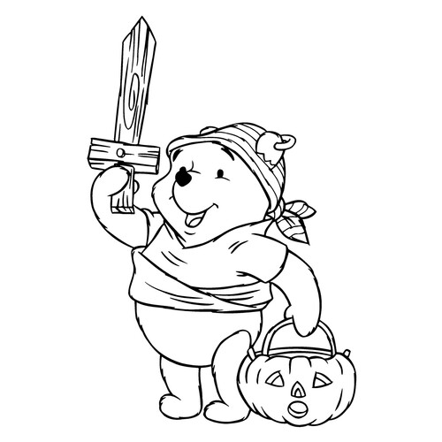 Página para colorear: Halloween con Winnie the Pooh dibujo para colorear gratis de Páginas para colorear de Winnie the Pooh y sus amigos