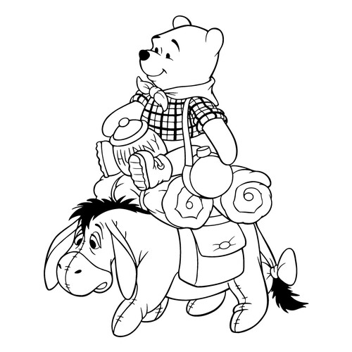 Página para colorear: Ía lleva a Winnie the Pooh dibujo para colorear gratis de Páginas para colorear de Winnie the Pooh y sus amigos