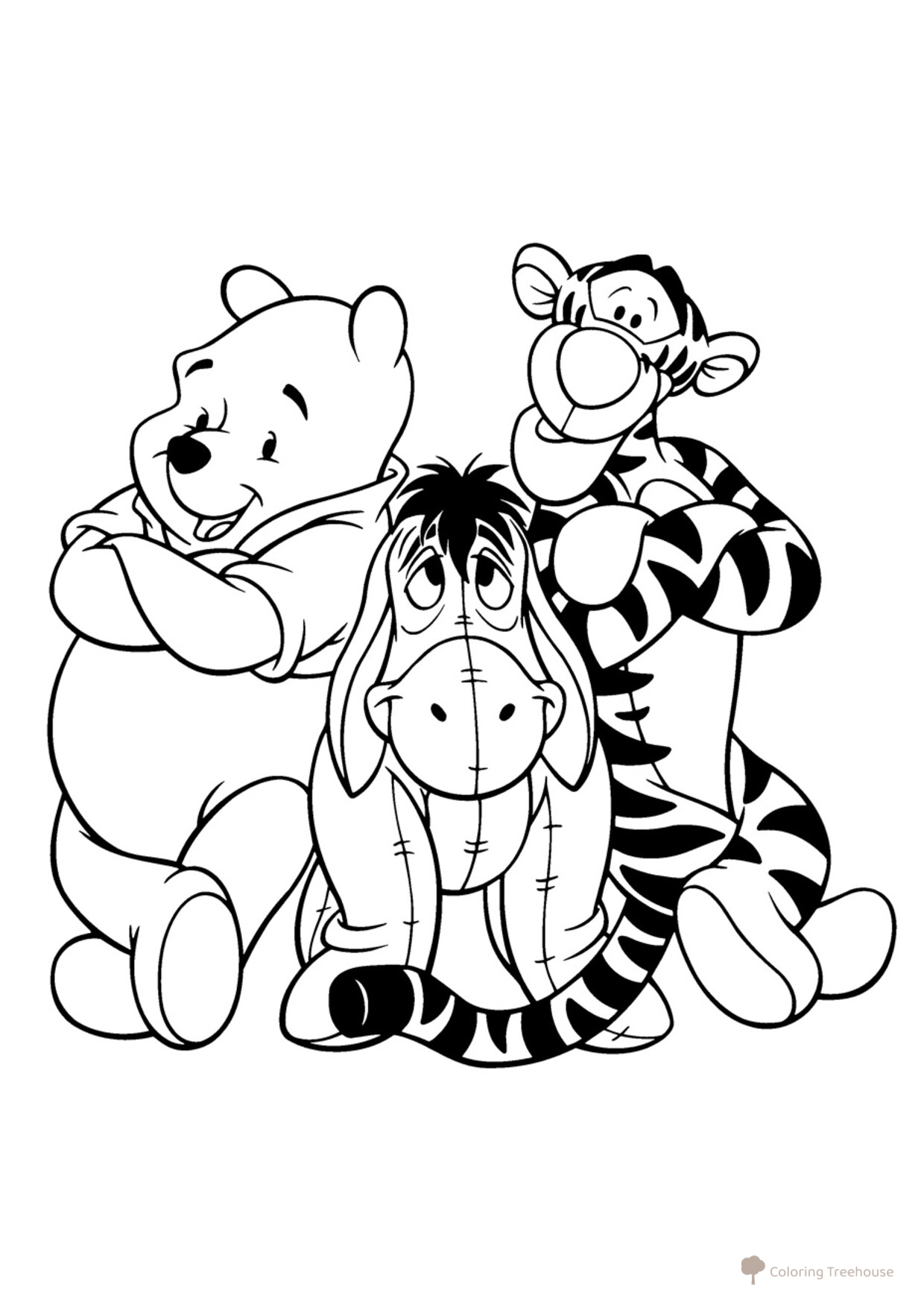 Eeyore, Winnie the Pooh and Tigger Coloring Page free printable Winnie the Pooh and Friends Coloring Pages coloring page