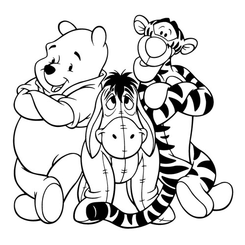 Colorear: Ía, Winnie Pooh y Tigre dibujo para colorear gratis de Páginas para colorear de Winnie the Pooh y sus amigos