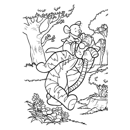 Dibujable de Kрошка Ру y Tigra dibujo para colorear gratis de Páginas para colorear de Winnie the Pooh y sus amigos
