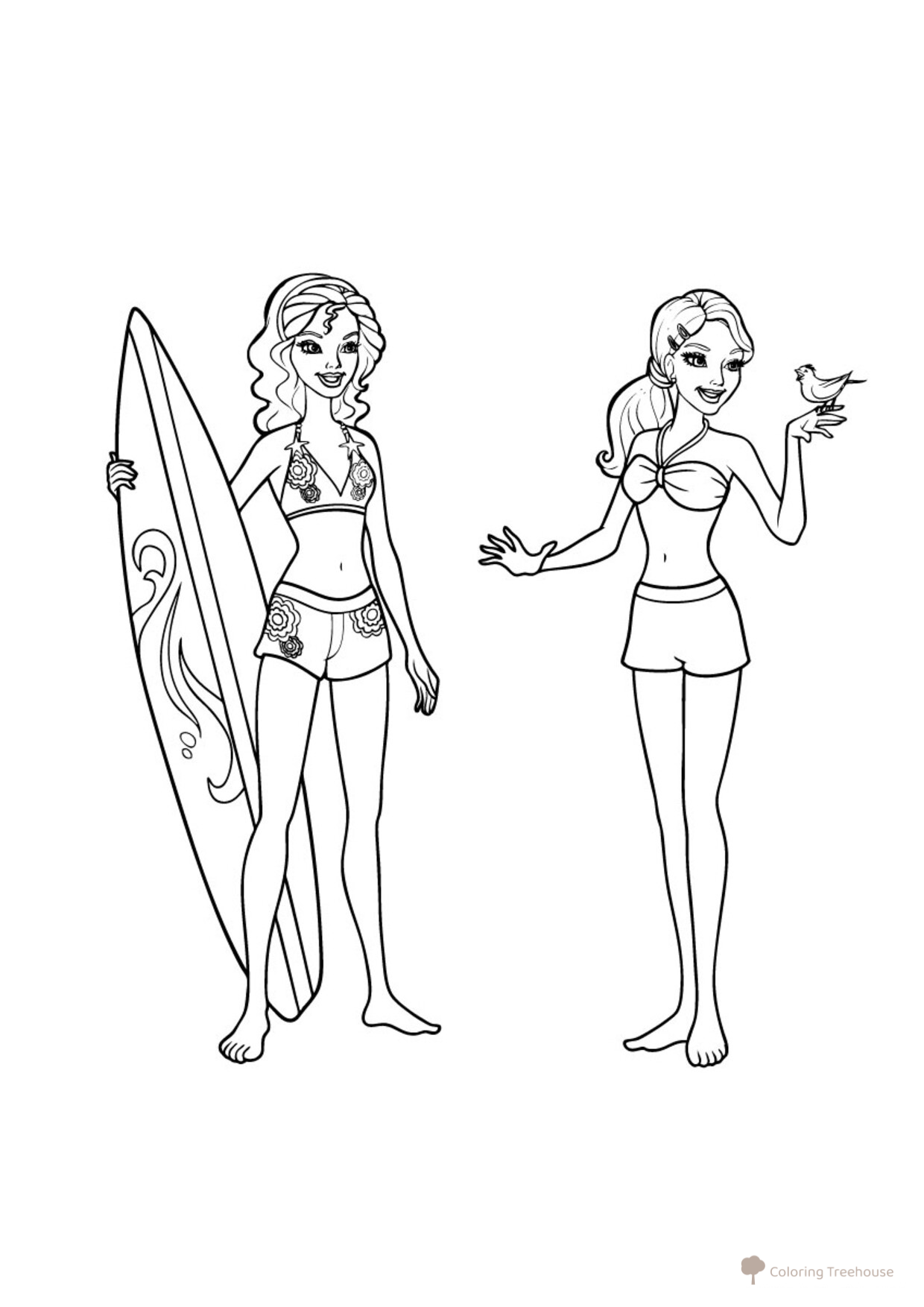 Barbie Friends Coloring Page free printable Barbie Mermaid Coloring Pages coloring page