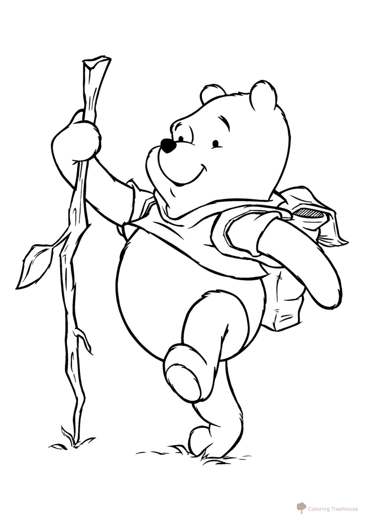 Paseo con Winnie the Pooh - Página para colorear dibujo para colorear gratis de Páginas para colorear de Winnie the Pooh y sus amigos