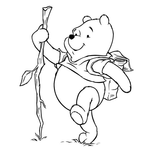 Paseo con Winnie the Pooh - Página para colorear dibujo para colorear gratis de Páginas para colorear de Winnie the Pooh y sus amigos