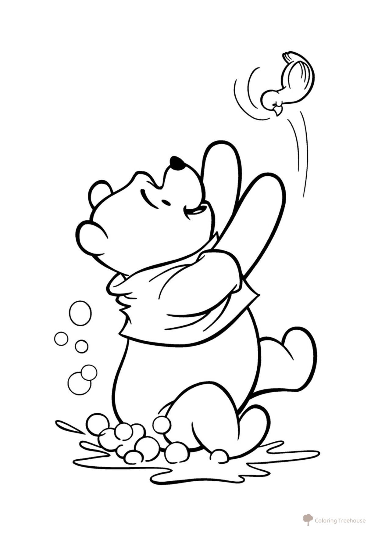 Puh juega con el patito — página para colorear dibujo para colorear gratis de Páginas para colorear de Winnie the Pooh y sus amigos