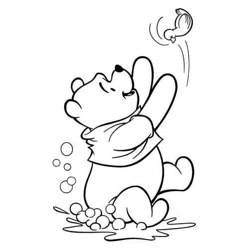 Puh juega con el patito — página para colorear dibujo para colorear gratis de Páginas para colorear de Winnie the Pooh y sus amigos