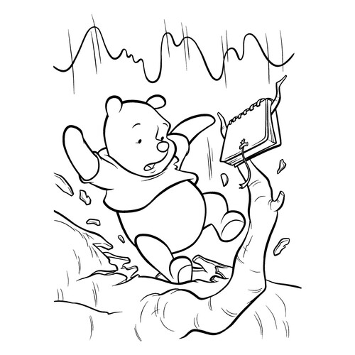 Winnie the Pooh Fell from the Tree Coloring Page free printable Winnie the Pooh and Friends Coloring Pages coloring page