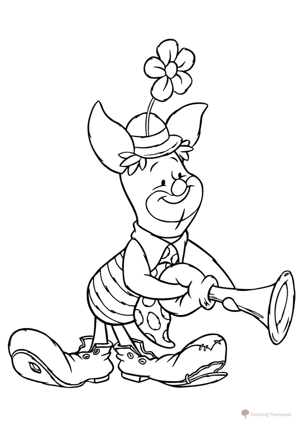 Página para colorear de Piglet payaso dibujo para colorear gratis de Páginas para colorear de Winnie the Pooh y sus amigos
