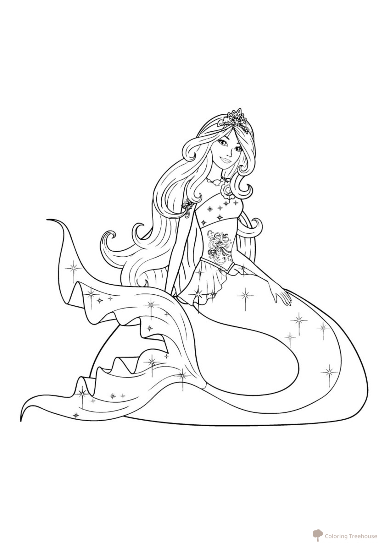 Página para colorear: Barbie sirena dibujo para colorear gratis de Páginas para colorear de Barbie: Aventuras de la sirena