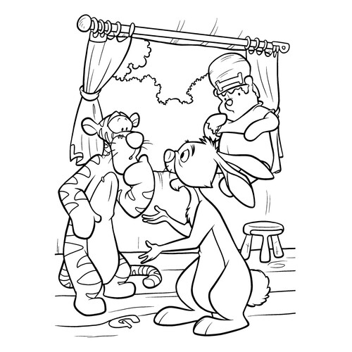 Tigger, Rabbit and Pooh Coloring Page free printable Winnie the Pooh and Friends Coloring Pages coloring page