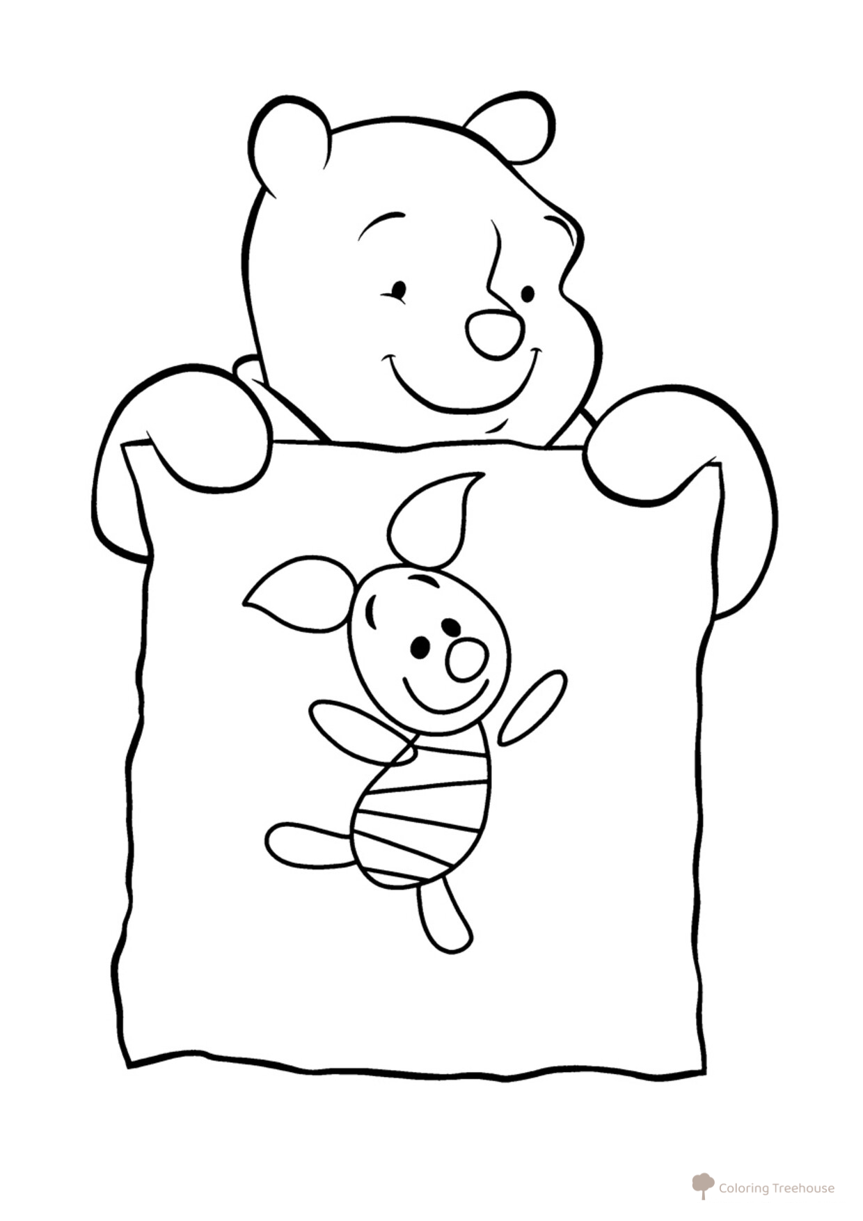 Página para colorear: Winnie dibujó a Piglet dibujo para colorear gratis de Páginas para colorear de Winnie the Pooh y sus amigos