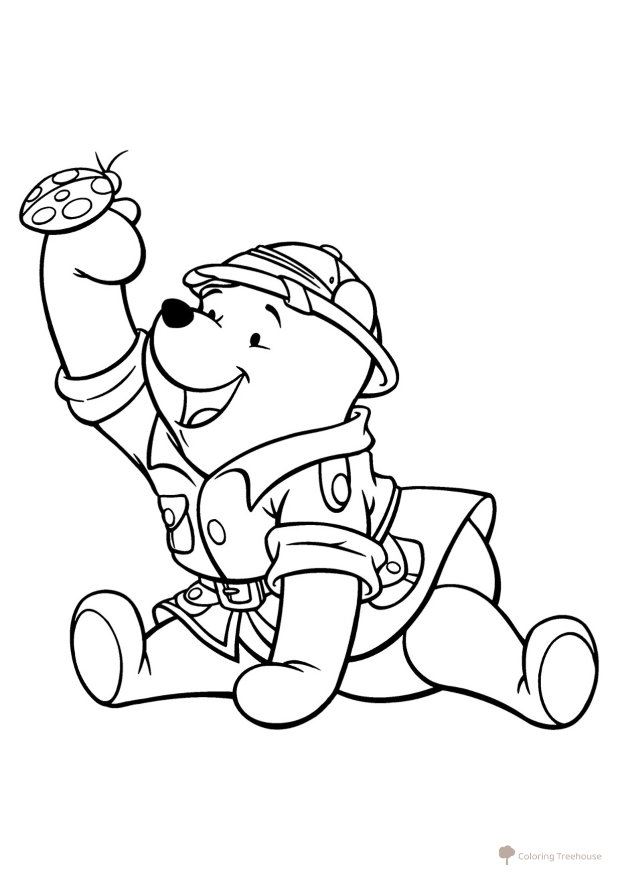 Winnie-the-Pooh and Ladybug Coloring Page free printable Winnie the Pooh and Friends Coloring Pages coloring page