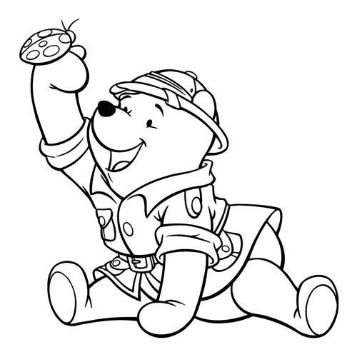 Winnie-the-Pooh and Ladybug Coloring Page free printable Winnie the Pooh and Friends Coloring Pages coloring page