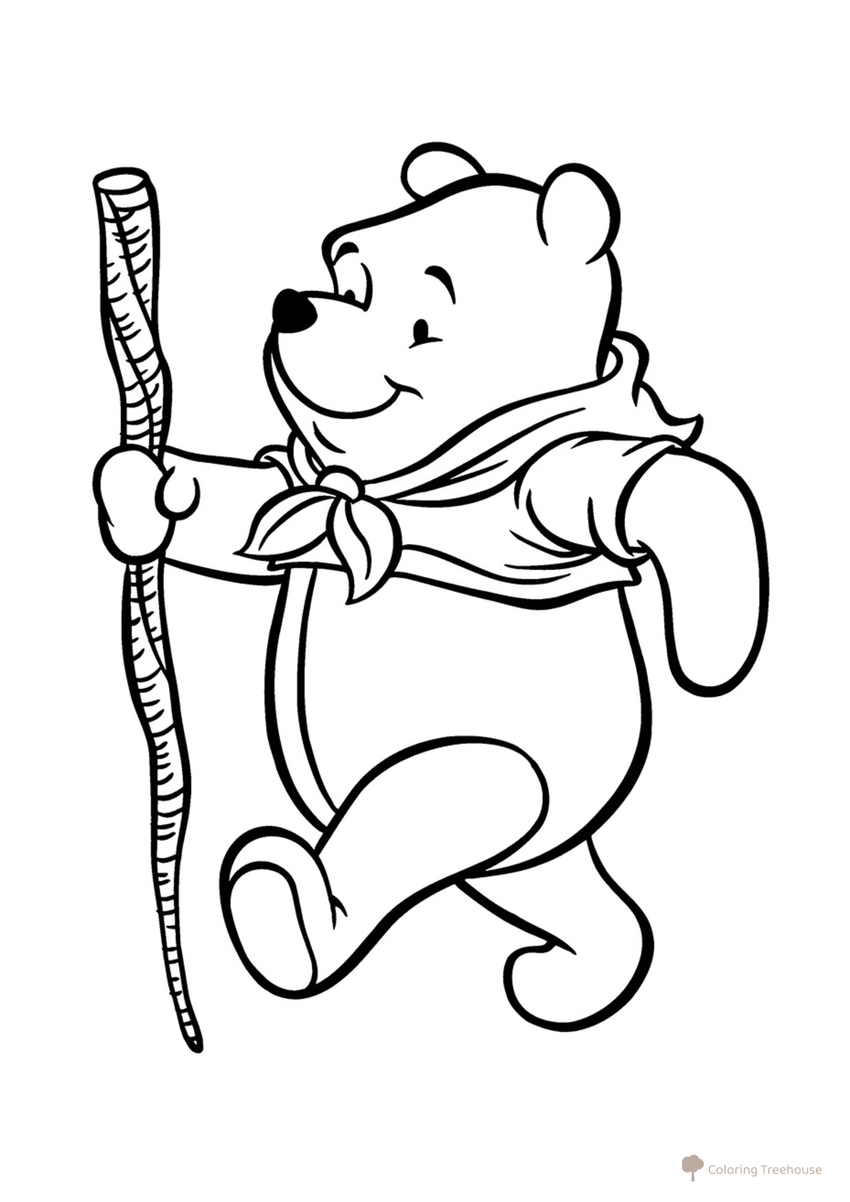 Colorea: Winnie the Pooh va de excursión dibujo para colorear gratis de Páginas para colorear de Winnie the Pooh y sus amigos