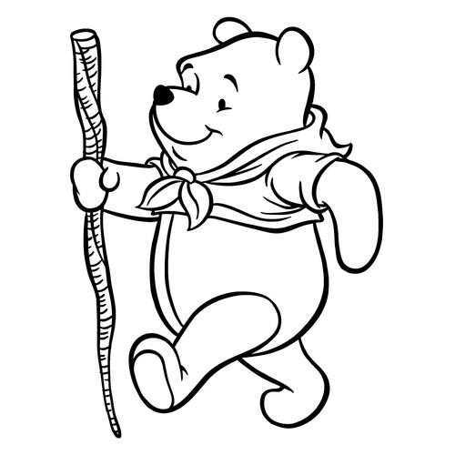 Colorea: Winnie the Pooh va de excursión dibujo para colorear gratis de Páginas para colorear de Winnie the Pooh y sus amigos