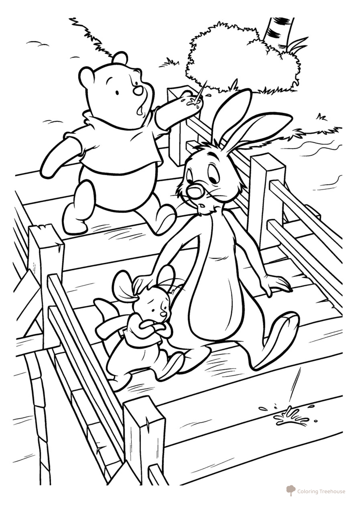 Winnie the Pooh, Rabbit and Roo Coloring Page free printable Winnie the Pooh and Friends Coloring Pages coloring page