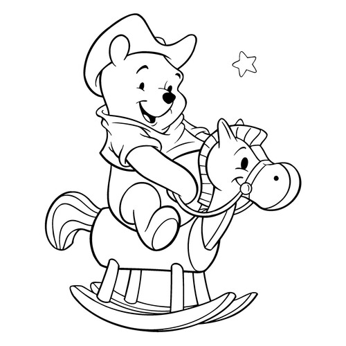 Winnie-the-Pooh on a Horse Coloring Page free printable Winnie the Pooh and Friends Coloring Pages coloring page