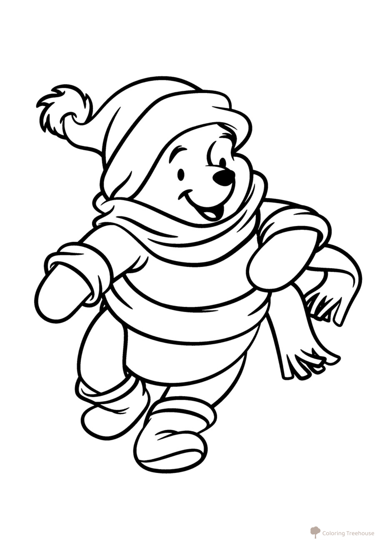 Winnie the Pooh en Navidad para colorear dibujo para colorear gratis de Páginas para colorear de Winnie the Pooh y sus amigos