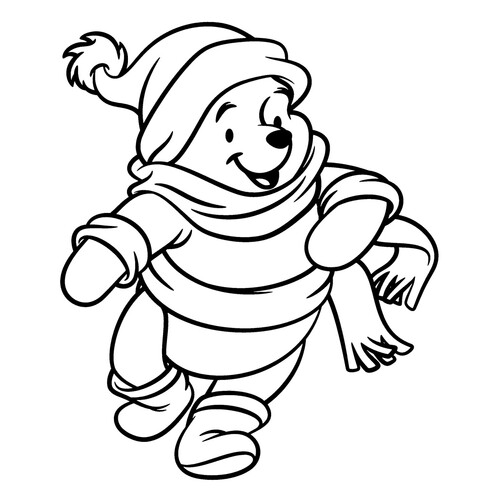 Winnie the Pooh en Navidad para colorear dibujo para colorear gratis de Páginas para colorear de Winnie the Pooh y sus amigos
