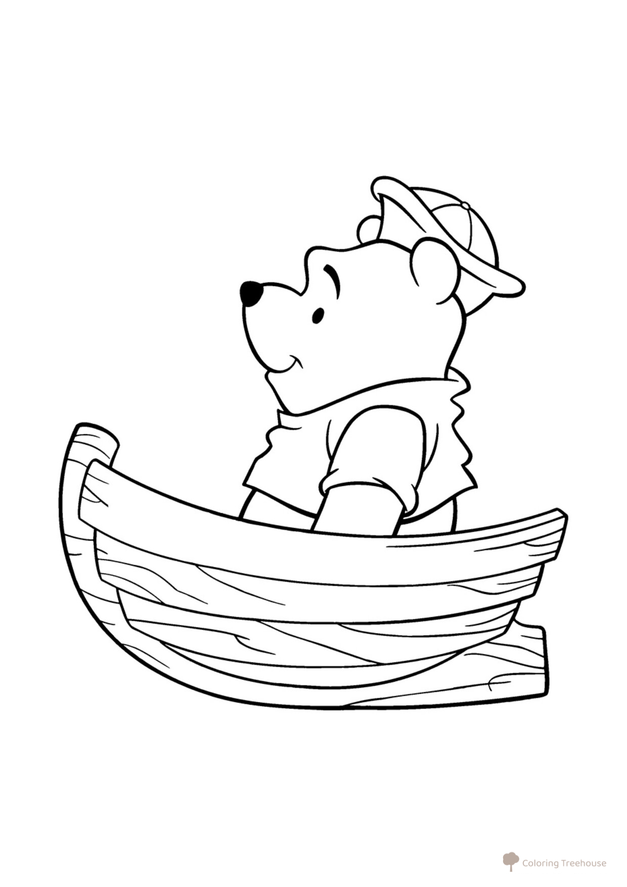 Vinni Puh en el bote - página para colorear dibujo para colorear gratis de Páginas para colorear de Winnie the Pooh y sus amigos