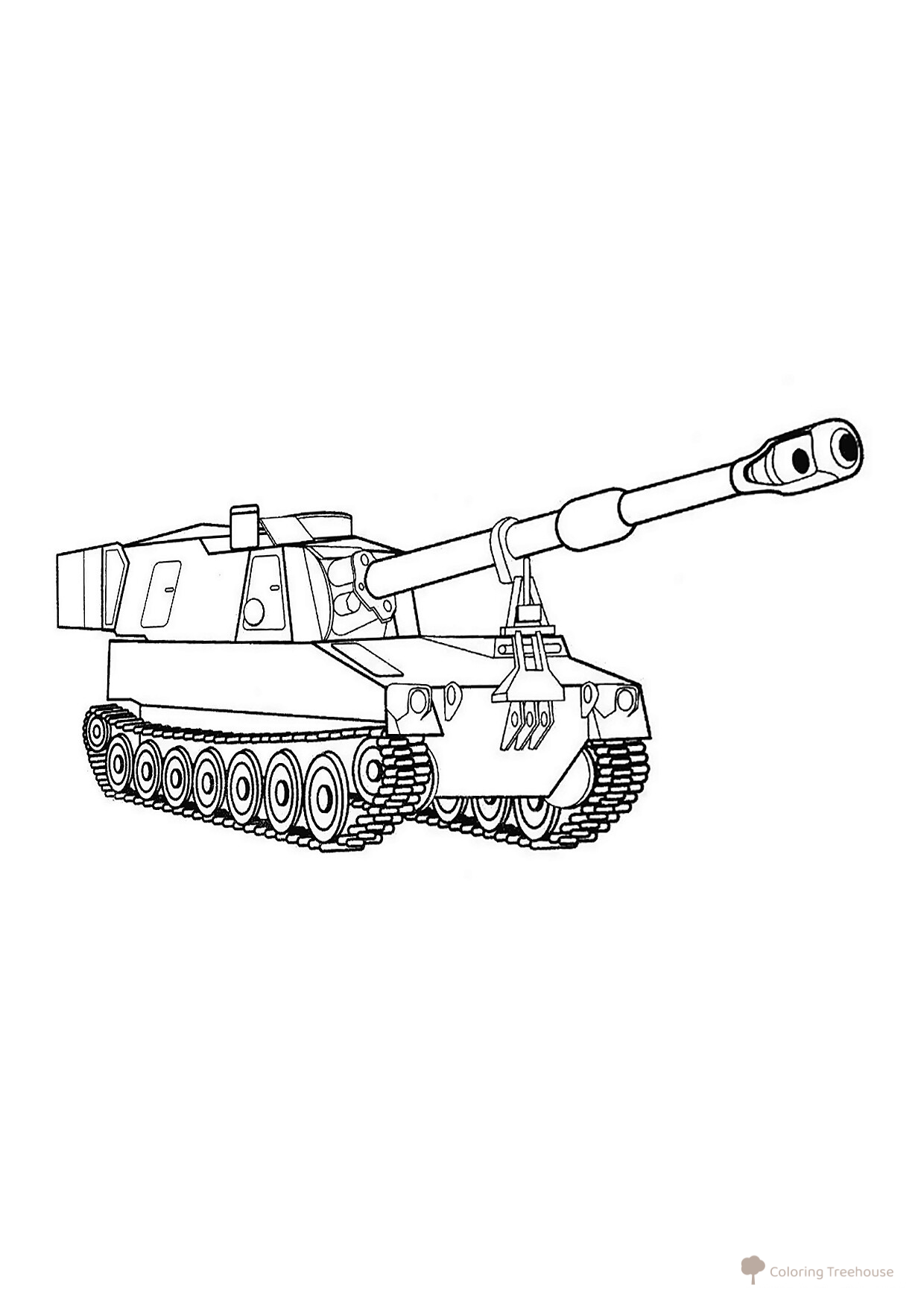 M109 Paladin Self-Propelled Artillery Coloring Page free printable Military Vehicle Coloring Pages coloring page
