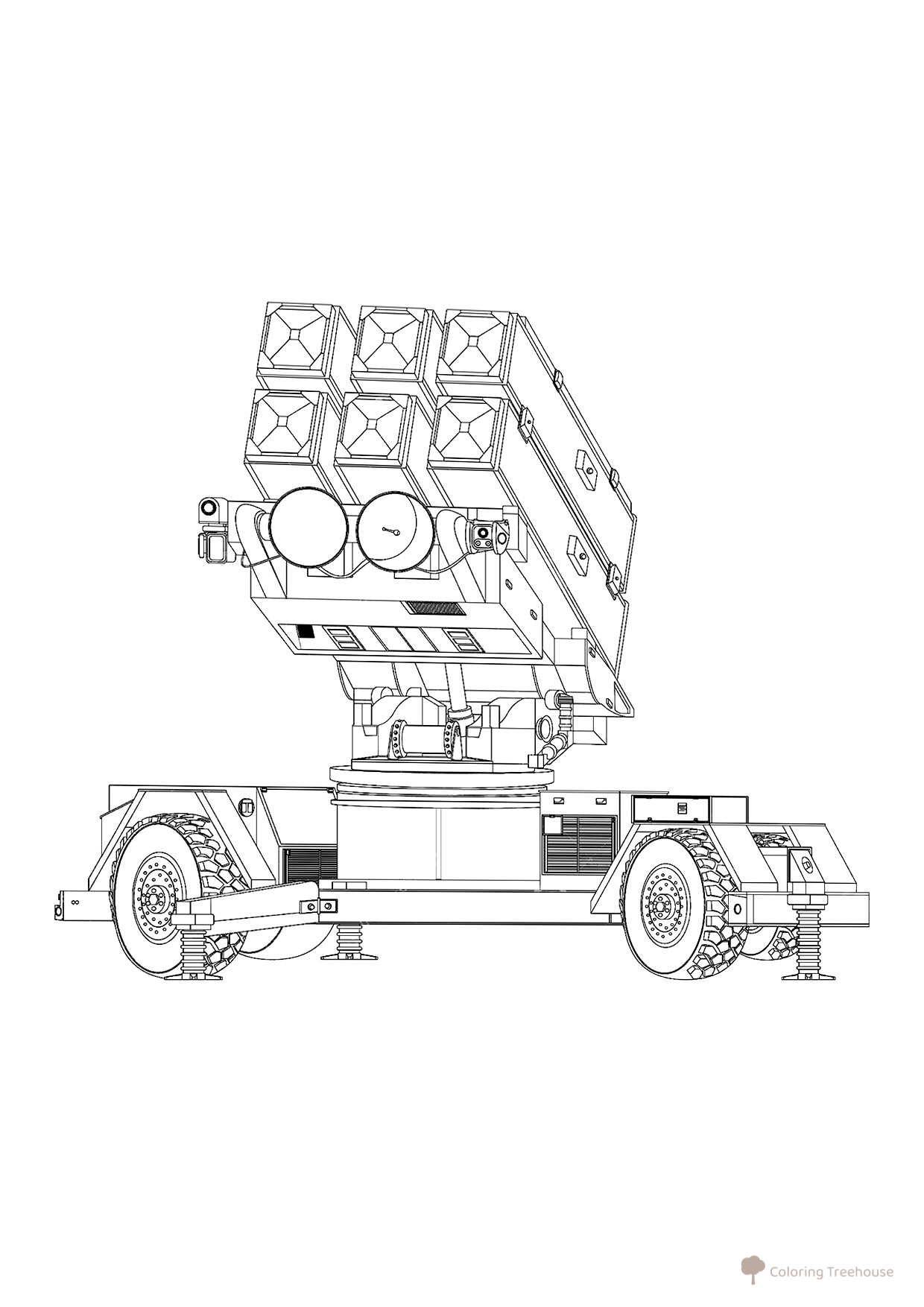 Detailed Surface-to-Air Missile Launcher Coloring Page free printable Military Vehicle Coloring Pages coloring page