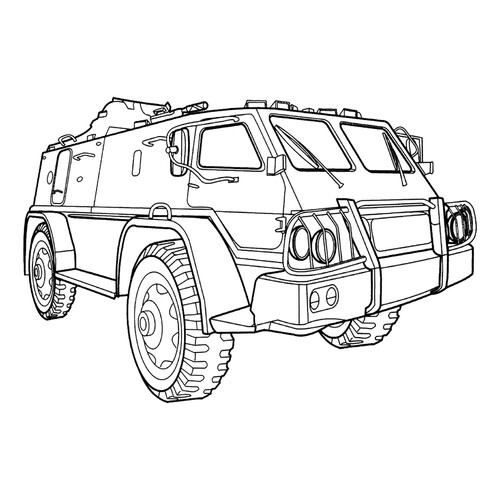 Coloring Page: GAZ-3937 "Vodnik" free printable Military Vehicle Coloring Pages coloring page