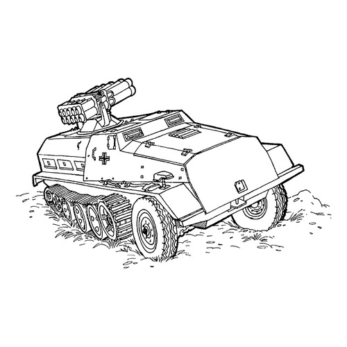 German Armored Personnel Carrier with Rocket Launcher Coloring Page free printable Military Vehicle Coloring Pages coloring page