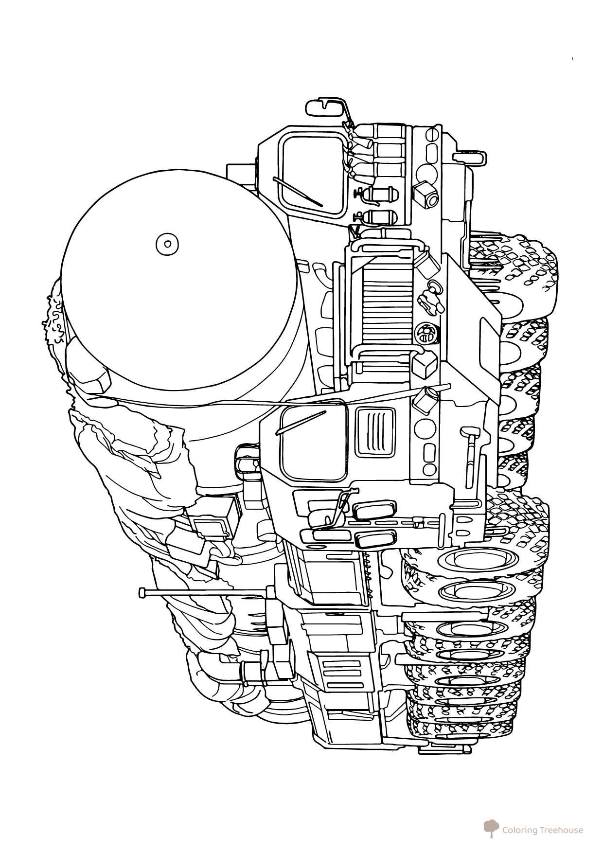 Coloring Page: RS-24 "Yars" — missile complex with an intercontinental ballistic missile free printable Military Vehicle Coloring Pages coloring page