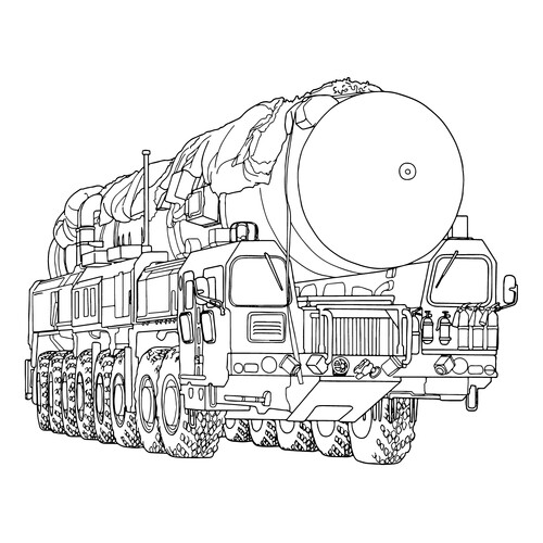 Coloring Page: RS-24 "Yars" — missile complex with an intercontinental ballistic missile free printable Military Vehicle Coloring Pages coloring page