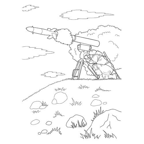 Página para colorear «Complejo de misiles antiaéreos portátil» dibujo para colorear gratis de Páginas para colorear de vehículos militares