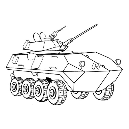 着色页:瑞士装甲车 LAV-25(食人鱼) 免费可打印军事装备涂色页涂色页
