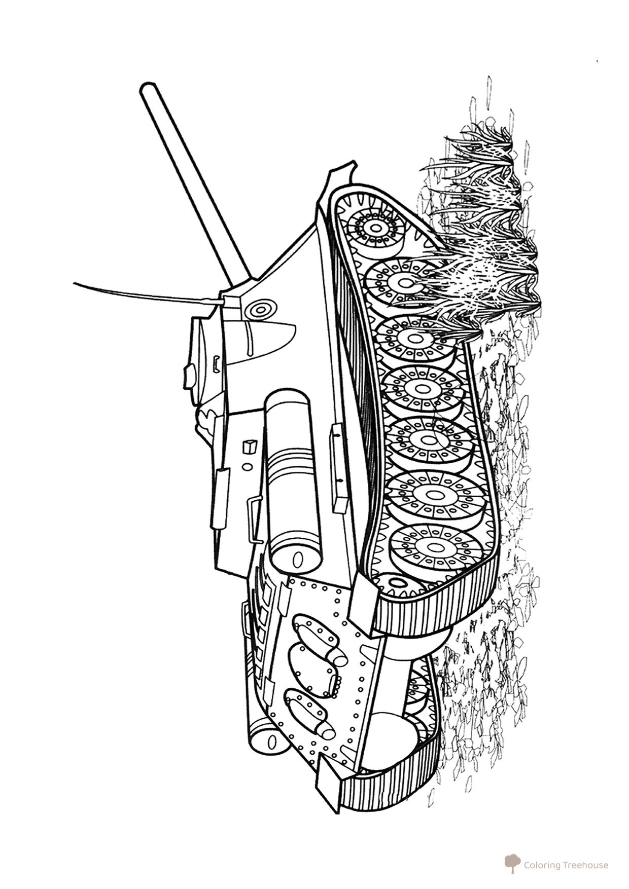 SU-100 Self-Propelled Gun Coloring Page free printable Military Vehicle Coloring Pages coloring page
